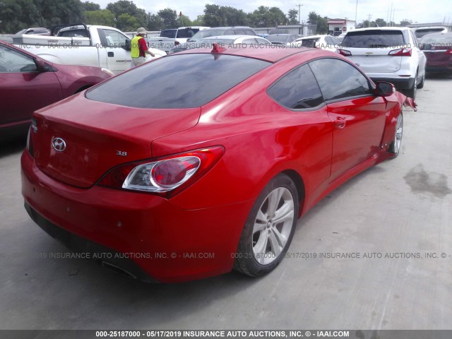 KMHHU6KH2AU034203 - 2010 HYUNDAI GENESIS COUPE 3.8L RED photo 4