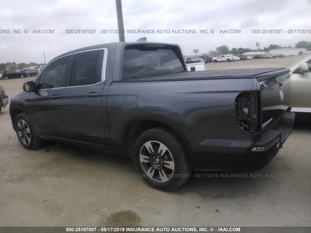 5FPYK2F64HB010491 - 2017 HONDA RIDGELINE RTL GRAY photo 3