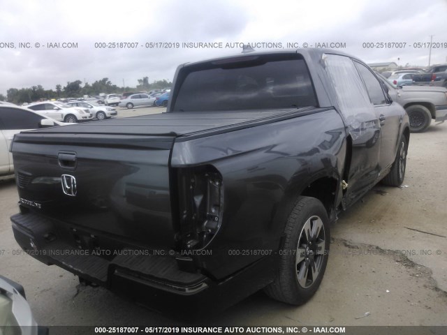 5FPYK2F64HB010491 - 2017 HONDA RIDGELINE RTL GRAY photo 4