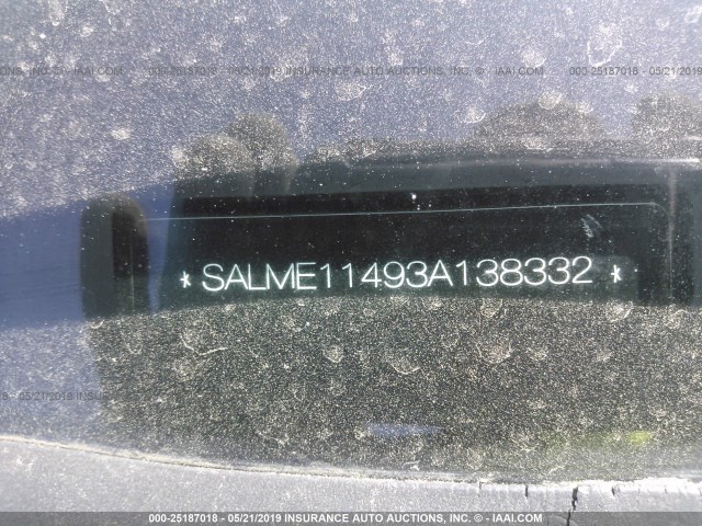 SALME11493A138332 - 2003 LAND ROVER RANGE ROVER HSE SILVER photo 9
