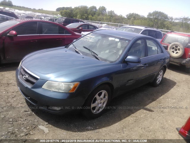 5NPEU46F06H087245 - 2006 HYUNDAI SONATA GLS/LX BLUE photo 2