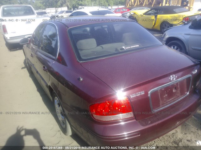 KMHWF25S42A603590 - 2002 HYUNDAI SONATA GL BURGUNDY photo 3