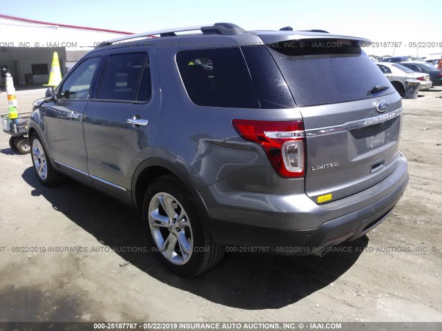 1FM5K7F8XDGB78657 - 2013 FORD EXPLORER LIMITED GRAY photo 3