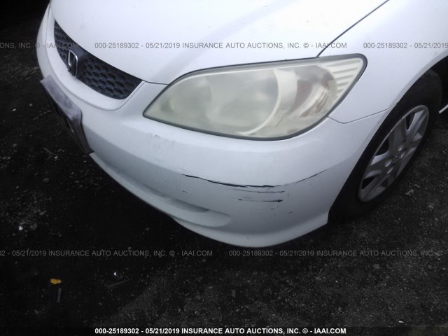 1HGEM211X5L008174 - 2005 HONDA CIVIC DX VP WHITE photo 6
