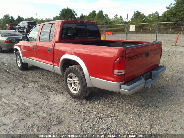 1B7HL48X42S553941 - 2002 DODGE DAKOTA QUAD SLT RED photo 3