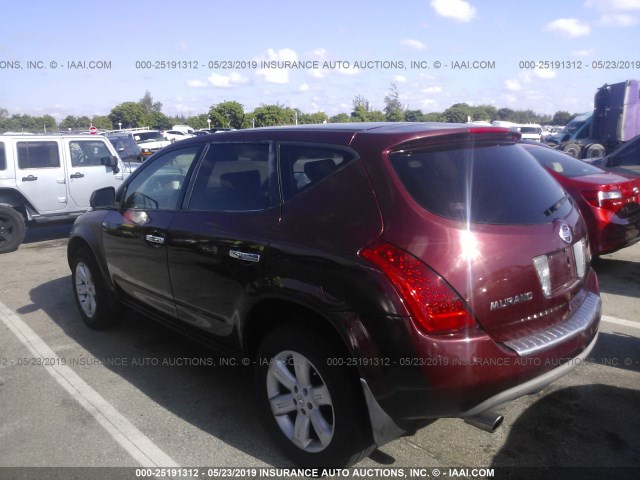 JN8AZ08W97W655661 - 2007 NISSAN MURANO SL/SE/S RED photo 3