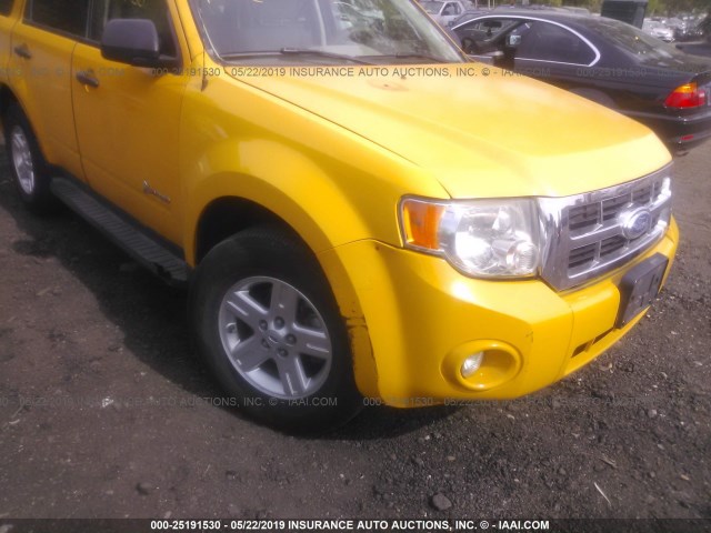 1FMCU4K31BKC06477 - 2011 FORD ESCAPE HYBRID YELLOW photo 6