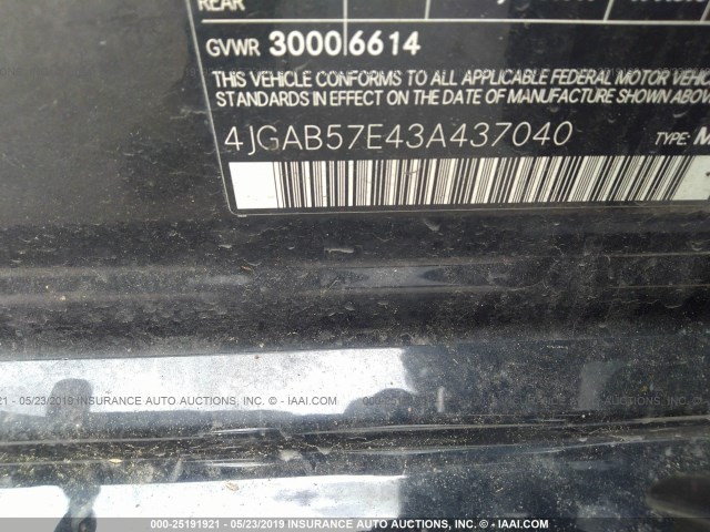 4JGAB57E43A437040 - 2003 MERCEDES-BENZ ML 350 BLACK photo 9