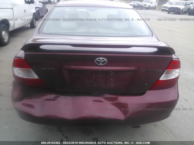 4T1BF30K92U001276 - 2002 TOYOTA CAMRY LE/XLE/SE RED photo 6