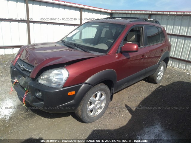 KM8JN12D45U131472 - 2005 HYUNDAI TUCSON GLS/LX RED photo 2