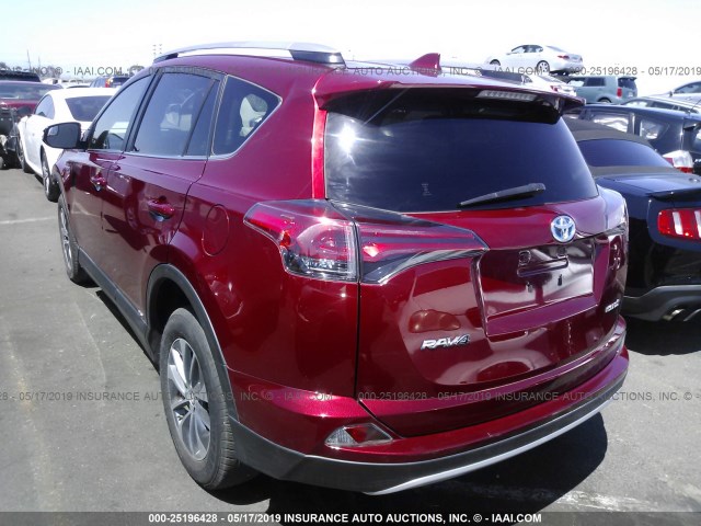 JTMRJREV2JD186812 - 2018 TOYOTA RAV4 HV LE PLUS/XLE BURGUNDY photo 3