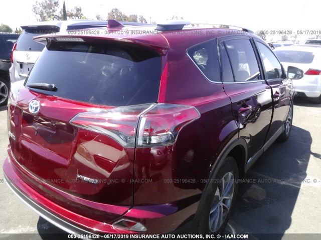 JTMRJREV2JD186812 - 2018 TOYOTA RAV4 HV LE PLUS/XLE BURGUNDY photo 4