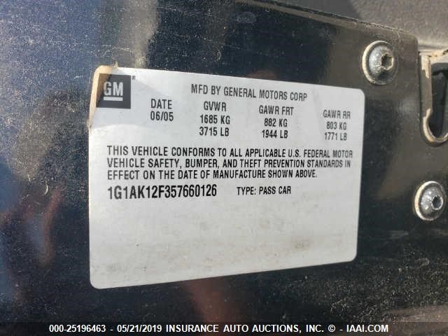 1G1AM18B387274597 - 2008 CHEVROLET COBALT SPORT BLACK photo 9