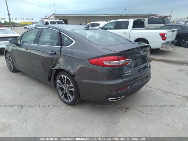 3FA6P0D91KR207178 - 2019 FORD FUSION TITANIUM GRAY photo 3