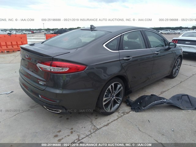 3FA6P0D91KR207178 - 2019 FORD FUSION TITANIUM GRAY photo 4