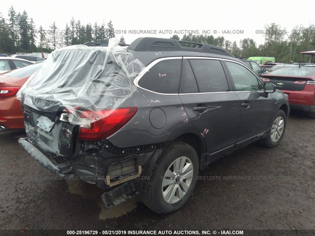 4S4BSACC1J3375096 - 2018 SUBARU OUTBACK 2.5I PREMIUM GRAY photo 4