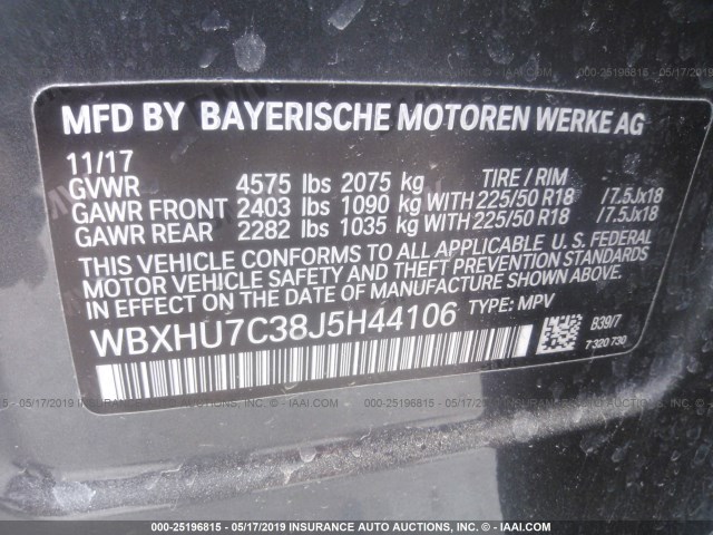 WBXHU7C38J5H44106 - 2018 BMW X1 SDRIVE28I GRAY photo 9