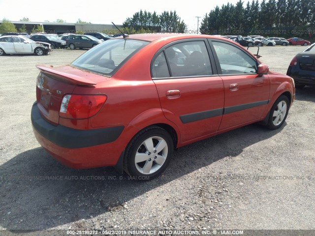 KNADE123286335850 - 2008 KIA RIO LX/SX RED photo 4