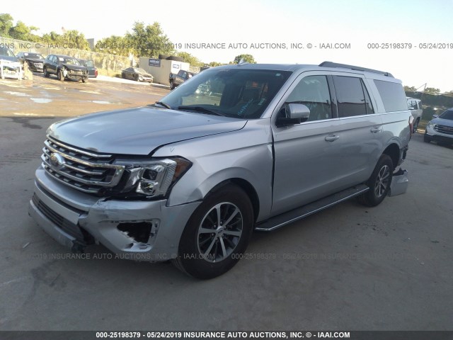 1FMJK1HT0KEA21659 - 2019 FORD EXPEDITION MAX XLT SILVER photo 2