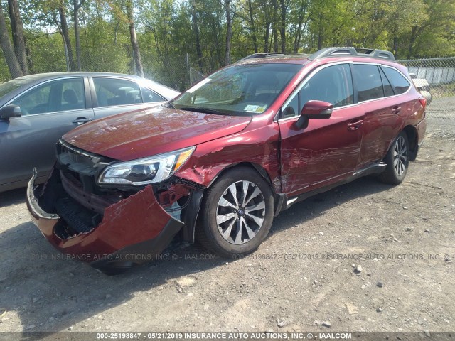 4S4BSALC5F3263831 - 2015 SUBARU OUTBACK 2.5I LIMITED RED photo 2