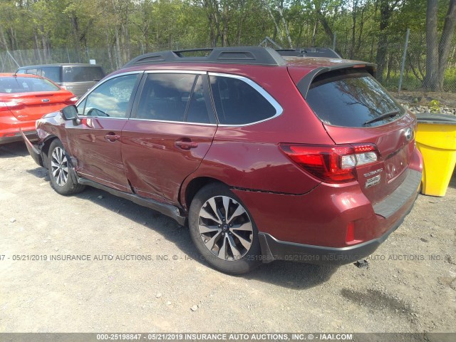 4S4BSALC5F3263831 - 2015 SUBARU OUTBACK 2.5I LIMITED RED photo 3