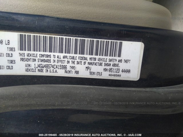 1J4GW48S74C415986 - 2004 JEEP GRAND CHEROKEE LAREDO/COLUMBIA/FREEDOM 蓝色 照片 9