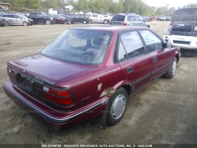 2T1AE94A3NC195652 - 1992 TOYOTA COROLLA DLX RED photo 4