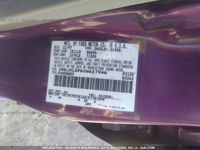 1MELM13P6VW637946 - 1997 MERCURY TRACER LS/TRIO PURPLE photo 9