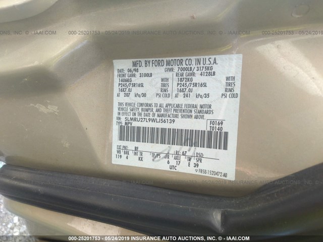 5LMRU27L9WLJ56139 - 1998 LINCOLN NAVIGATOR Or photo 9