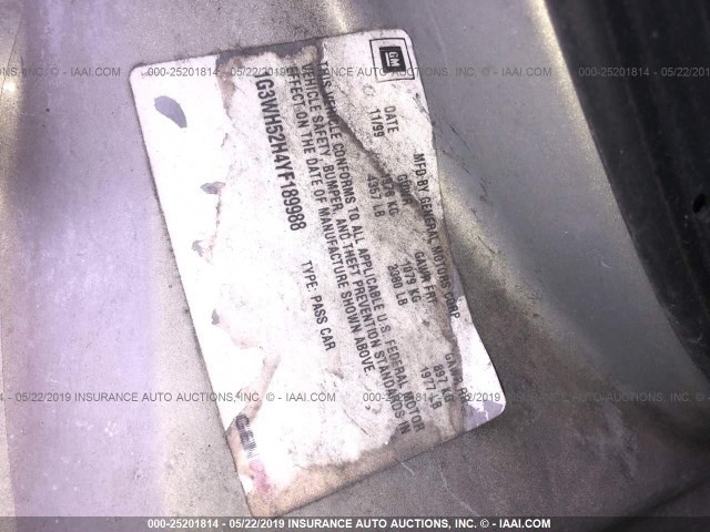 1G3WH52H4YF189988 - 2000 OLDSMOBILE INTRIGUE GX SILVER photo 9