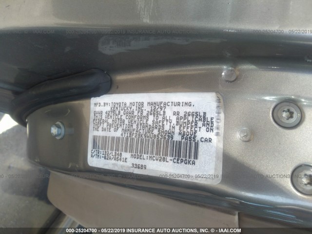 4T1BF28K9WU053639 - 1998 TOYOTA CAMRY CE/LE/XLE GOLD photo 9