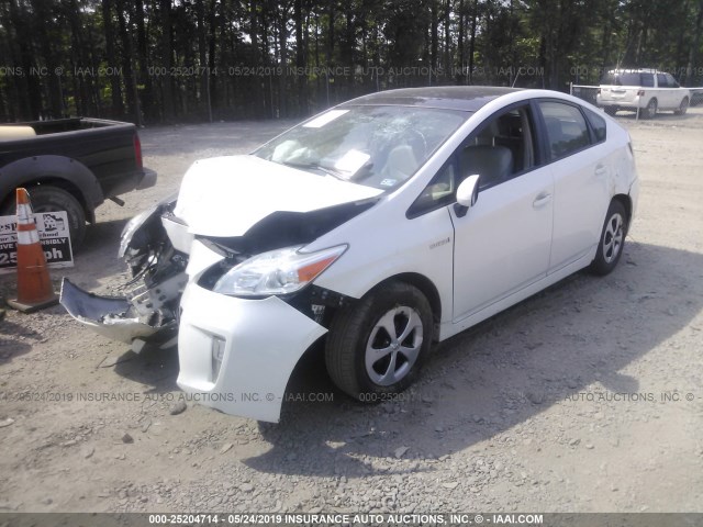 JTDKN3DU9C1498139 - 2012 TOYOTA PRIUS WHITE photo 2