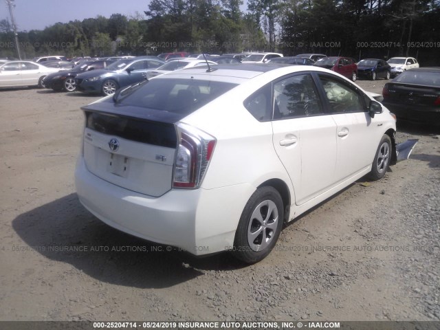 JTDKN3DU9C1498139 - 2012 TOYOTA PRIUS WHITE photo 4