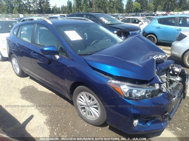 4S3GTAD67J3722074 - 2018 SUBARU IMPREZA PREMIUM PLUS BLUE photo 1