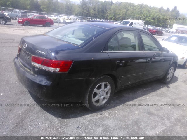 5NPEU46F26H024387 - 2006 HYUNDAI SONATA GLS/LX BLACK photo 4