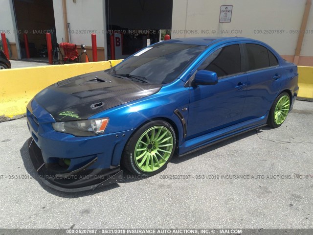 JA32W8FV2BU043855 - 2011 MITSUBISHI LANCER EVOLUTION GSR BLUE photo 2