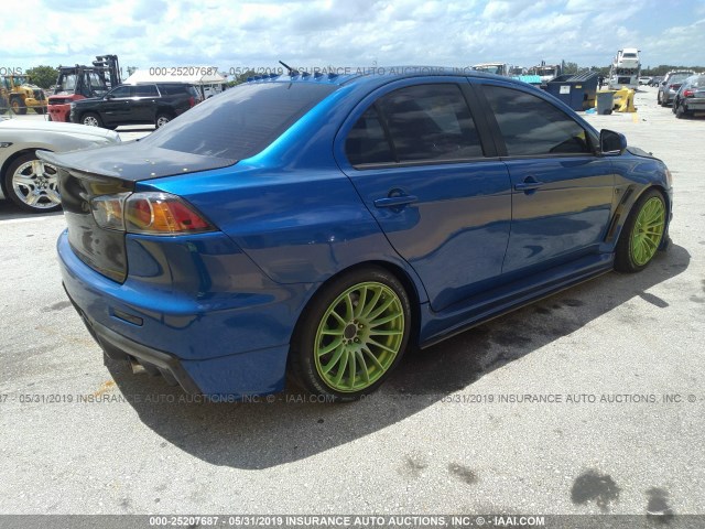 JA32W8FV2BU043855 - 2011 MITSUBISHI LANCER EVOLUTION GSR BLUE photo 4