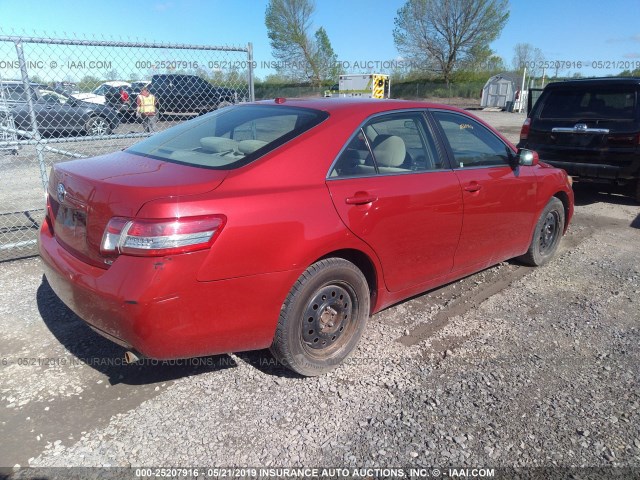 4T1BF3EK8BU590491 - 2011 TOYOTA CAMRY SE/LE/XLE RED photo 4