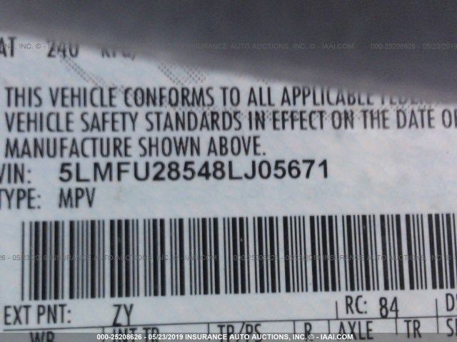 5LMFU28548LJ05671 - 2008 LINCOLN NAVIGATOR Brun photo 9