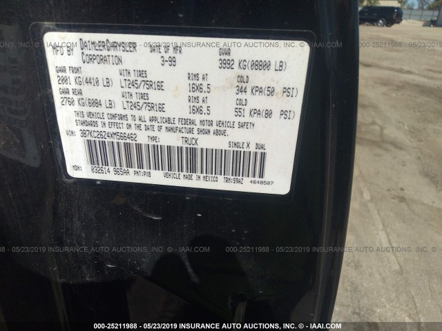 3B7KC26Z4XM566462 - 1999 DODGE RAM 2500 BLACK photo 9