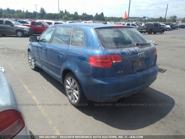 WAUKF78P89A098720 - 2009 AUDI A3 2.0T QUATTRO BLUE photo 3