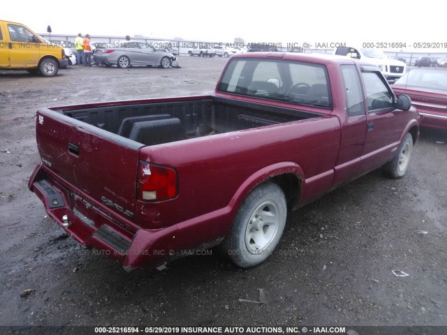 1GCCS19X3T8127442 - 1996 CHEVROLET S TRUCK S10 BURGUNDY photo 4