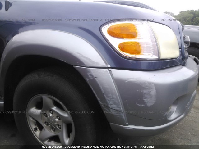 5TDBT44AX2S106501 - 2002 TOYOTA SEQUOIA SR5 BLUE photo 6