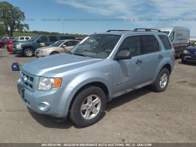 1FMCU49389KA99914 - 2009 FORD ESCAPE HYBRID Light Blue photo 2