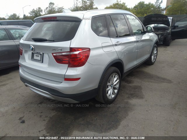 5UXWX9C57G0D70911 - 2016 BMW X3 XDRIVE28I SILVER photo 4