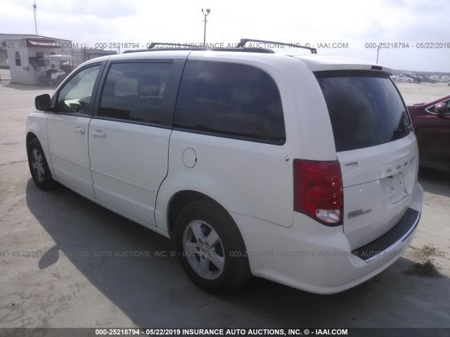 2C4RDGCG8DR523162 - 2013 DODGE GRAND CARAVAN SXT WHITE photo 3