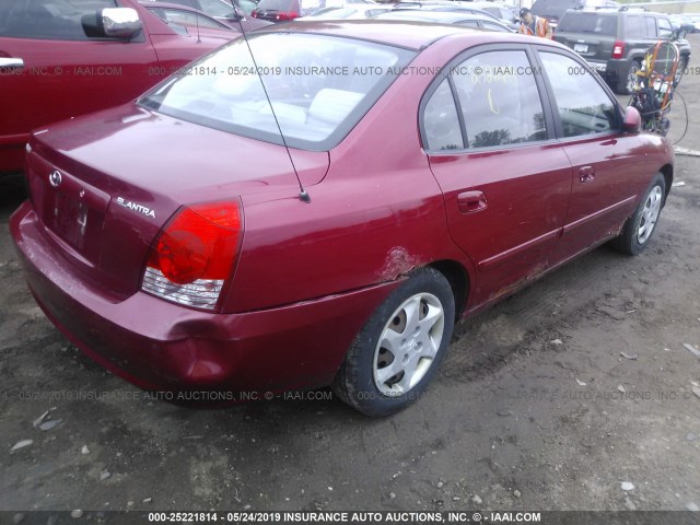 KMHDN46D14U712578 - 2004 HYUNDAI ELANTRA GLS/GT RED photo 4