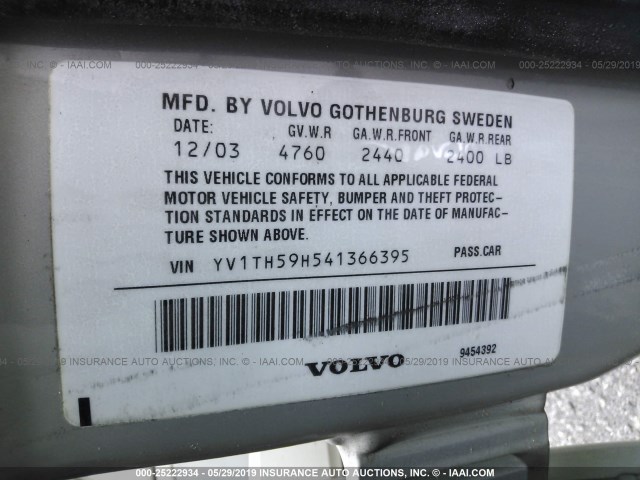 YV1TH59H541366395 - 2004 VOLVO S80 2.5T TAN photo 9