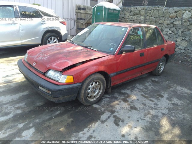 1HGED3646LA021201 - 1990 HONDA CIVIC DX RED photo 2