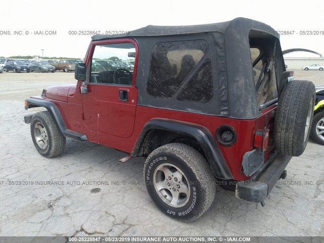 1J4FY29P7WP758359 - 1998 JEEP WRANGLER / TJ SE RED photo 3